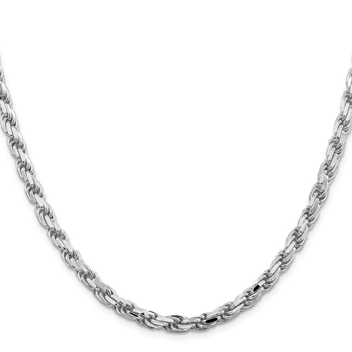 Buy Stylish Rhodium-Plated Sterling Silver 5.75mm Diamond-Cut Rope Chain-2