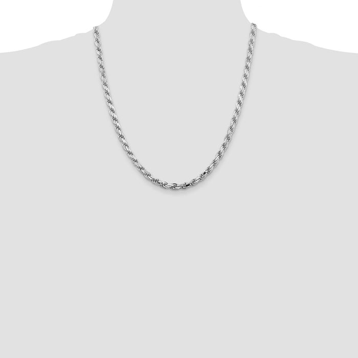 Buy High-Quality 5.75mm Rhodium-Plated Sterling Silver Diamond-Cut Rope Chain-4