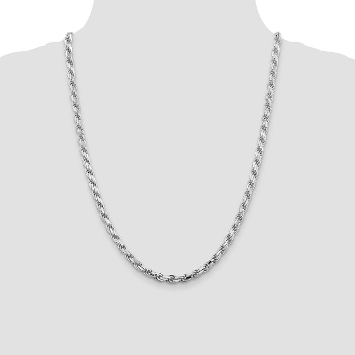 Buy Stylish Rhodium-Plated Sterling Silver 5.75mm Diamond-Cut Rope Chain-4