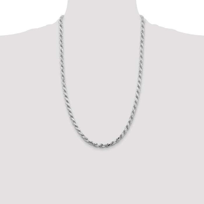 Exclusive Rhodium-Plated 5.75mm Diamond-Cut Rope Chain - Stylish & Affordable-4