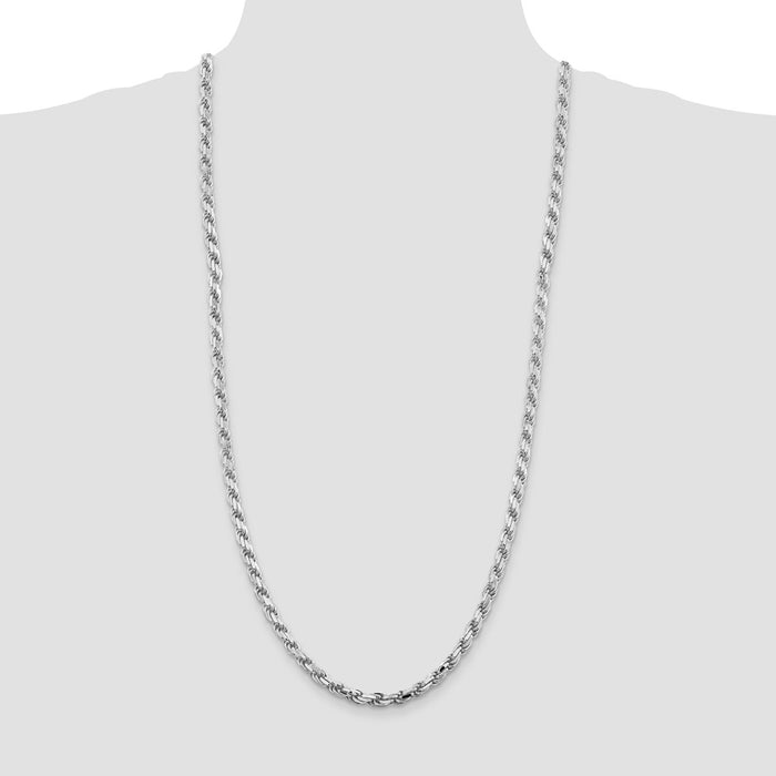 Exclusive 5.75mm Diamond-Cut Rope Chain in Rhodium-Plated Sterling Silver - Stylish Value-4