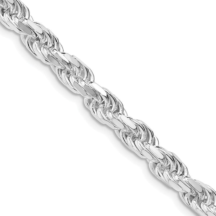 Exclusive 5.75mm Diamond-Cut Rope Chain in Rhodium-Plated Sterling Silver - Stylish Value-1