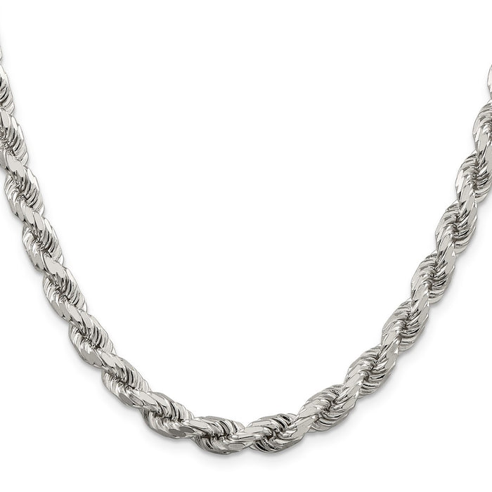 Buy Stylish 6.5mm Diamond-Cut Rope Chain in Sterling Silver - Affordable Luxury-2