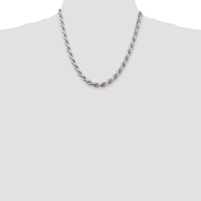 Exclusive 6.5mm Diamond-Cut Rope Chain in Sterling Silver - Stylish Value!-4