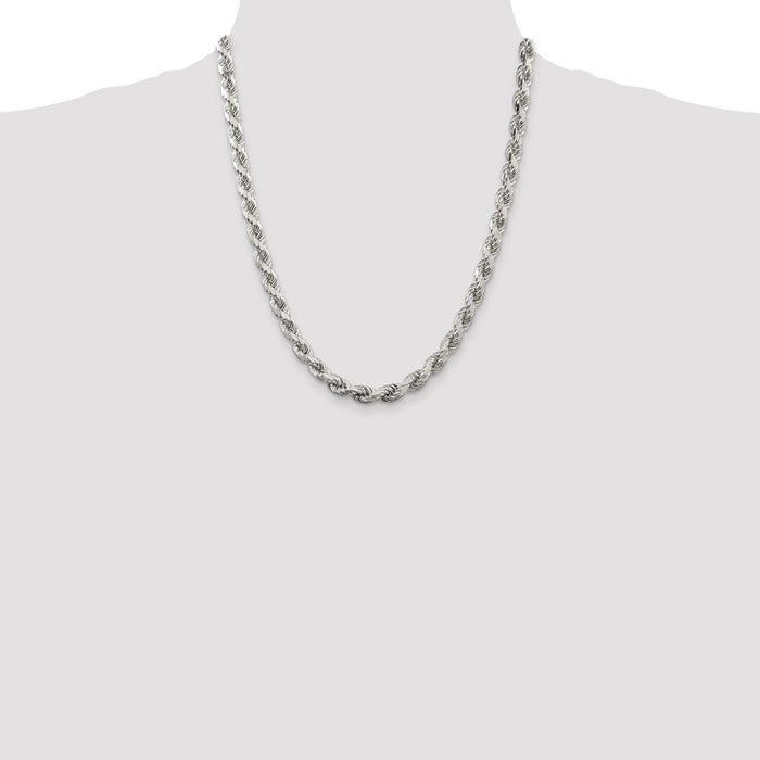 Buy Stylish 6.5mm Diamond-Cut Rope Chain in Sterling Silver | Luxury Value-4