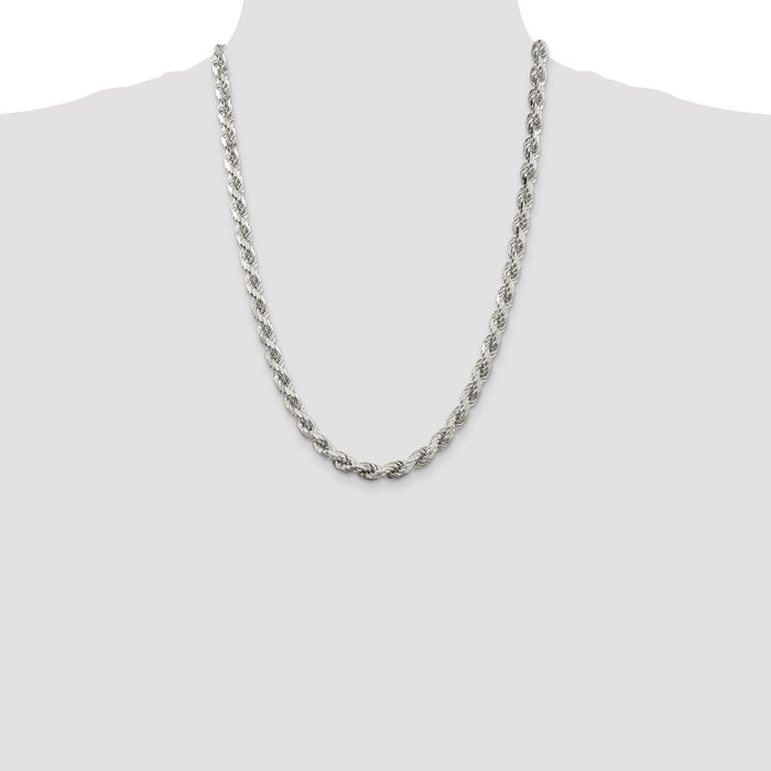 Buy Stylish 6.5mm Diamond-Cut Rope Chain in Sterling Silver - Affordable Luxury-4