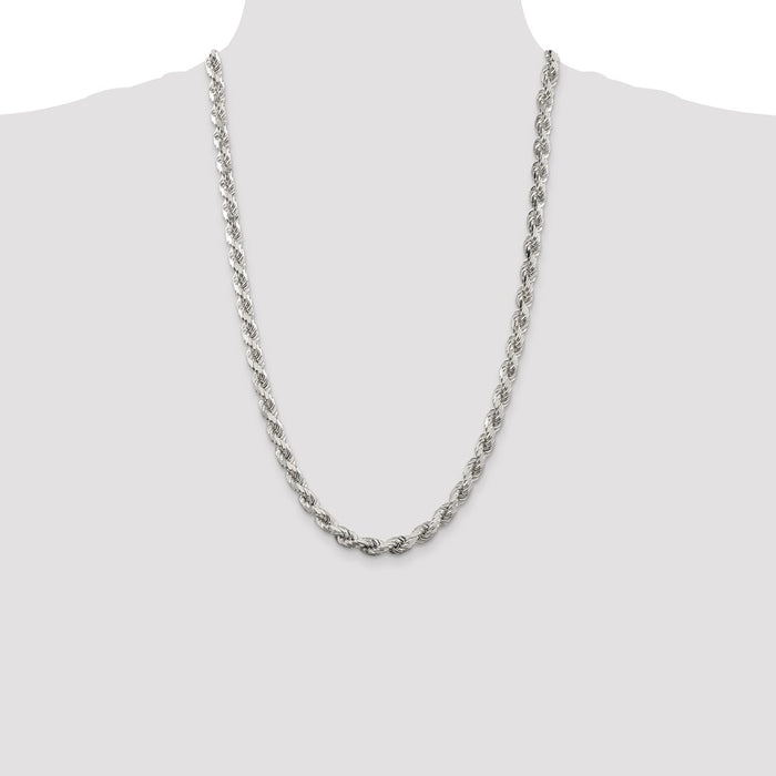 High-Quality Diamond-Cut Rope Chain - 6.5mm Sterling Silver, Stylish Value!-4