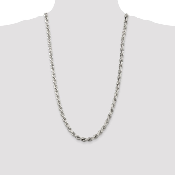 Buy Stylish 6.5mm Diamond-Cut Rope Chain in Sterling Silver - Affordable Elegance-4