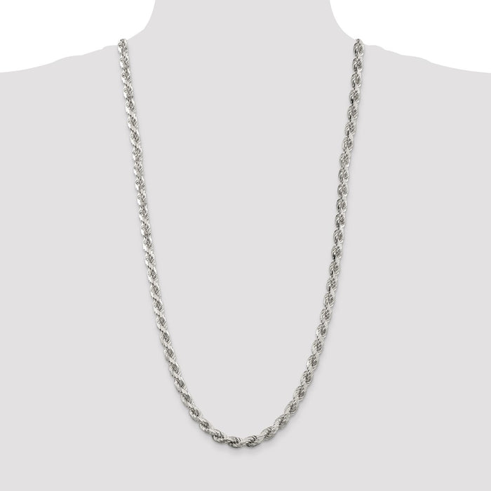 Buy Stylish 6.5mm Diamond-Cut Rope Chain in Sterling Silver - Affordable Luxury-4