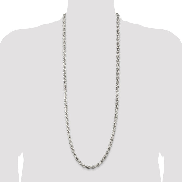 Buy Stylish 6.5mm Diamond-Cut Rope Chain in Sterling Silver - Luxury Value-4