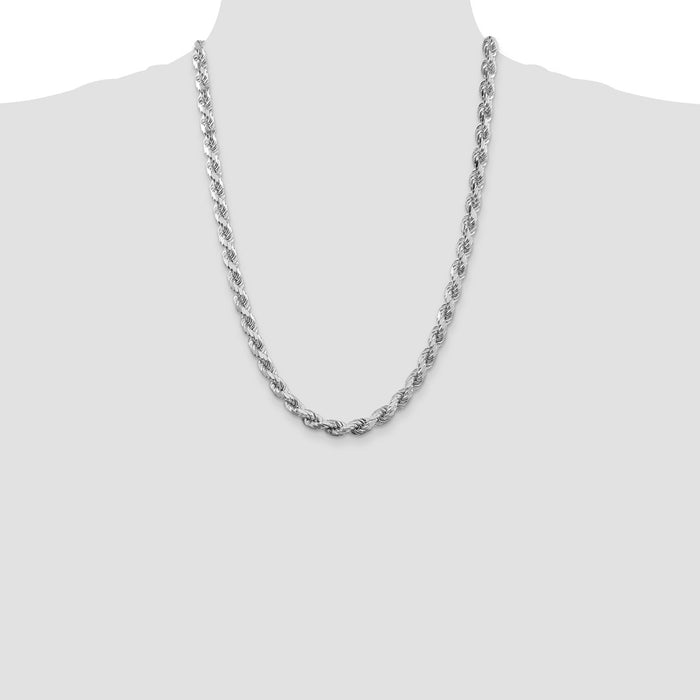 High-quality Rhodium-Plated Sterling Silver 6.5mm Diamond-Cut Rope Chain-4