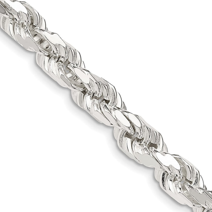 Buy Stylish 6.5mm Diamond-Cut Rope Chain in Sterling Silver - Luxury Value-1