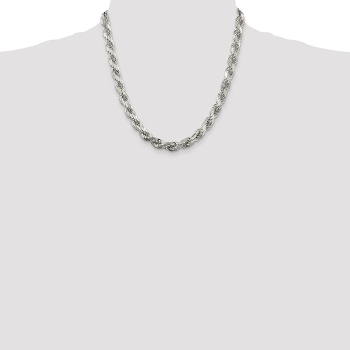 High-Quality Diamond-Cut Rope Chain - 7.8mm Sterling Silver, Stylish Value-4