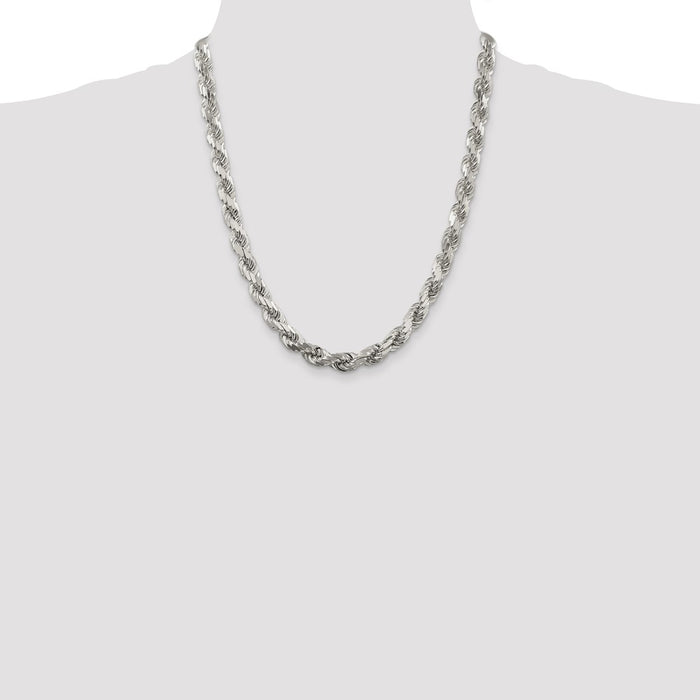 High-quality 7.8mm Diamond-Cut Rope Chain in Sterling Silver - Stylish Value!-4