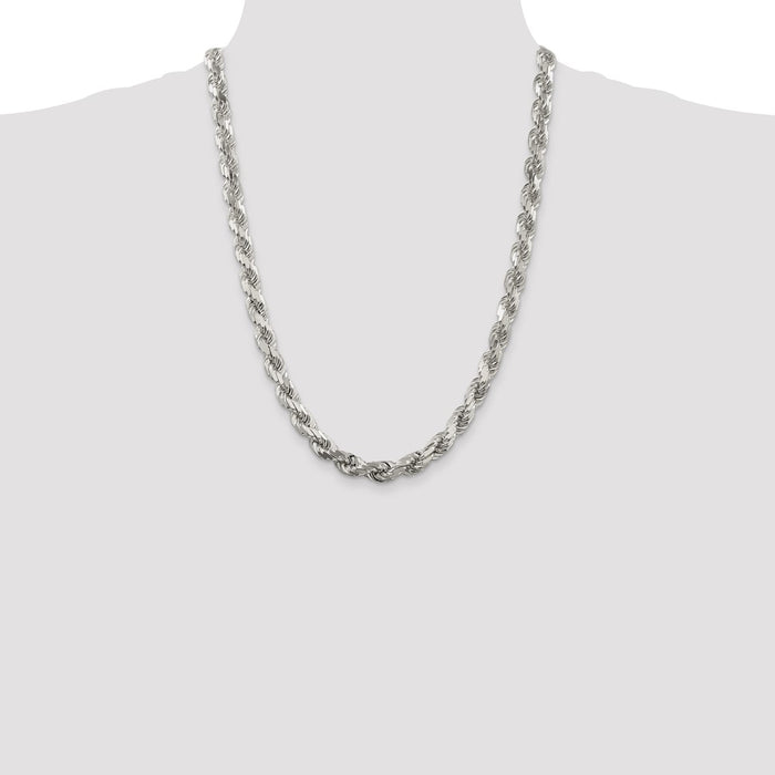 Buy Stylish Diamond-Cut Rope Chain - 7.8mm Sterling Silver, Affordable Price-4
