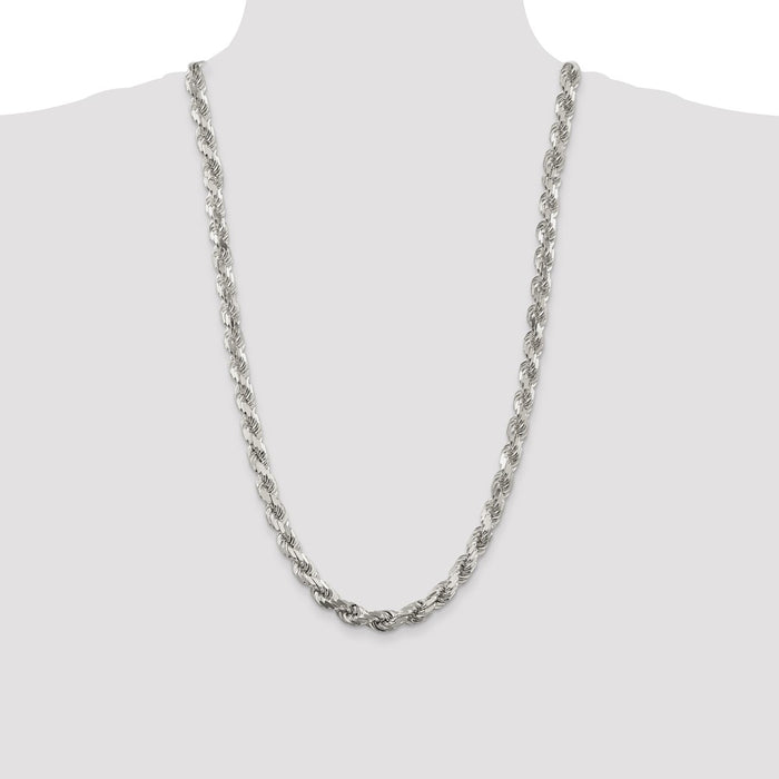 Buy Stylish 7.8mm Diamond-Cut Rope Chain in Sterling Silver - Luxury Value-4