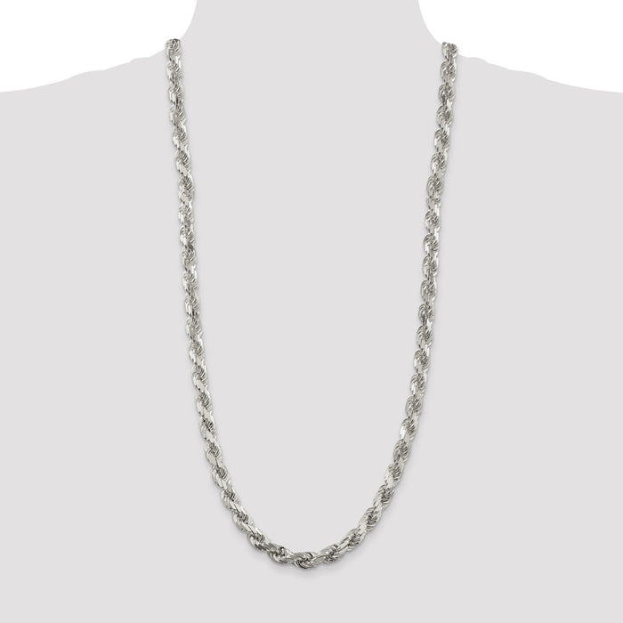 Exclusive Diamond-Cut Rope Chain - 7.8mm Width, Stylish Sterling Silver-4
