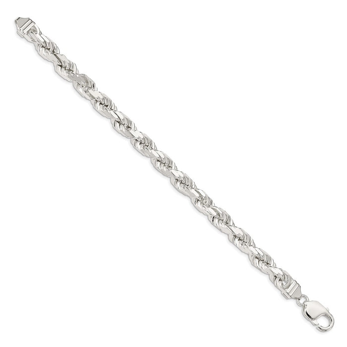 Exclusive 7.8mm Diamond-Cut Rope Chain in Sterling Silver - Stylish Value!-2