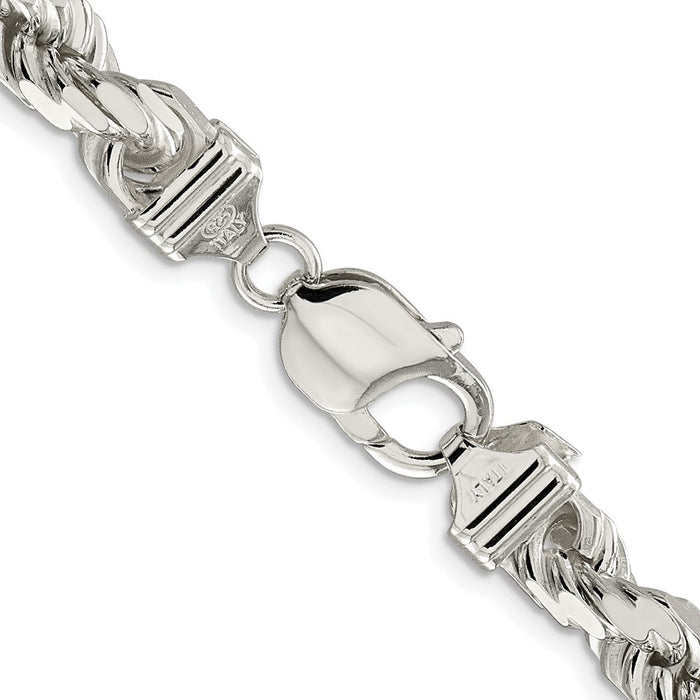 High-Quality Rhodium-Plated Sterling Silver 7.8mm Diamond-Cut Rope Chain - Stylish Value-3