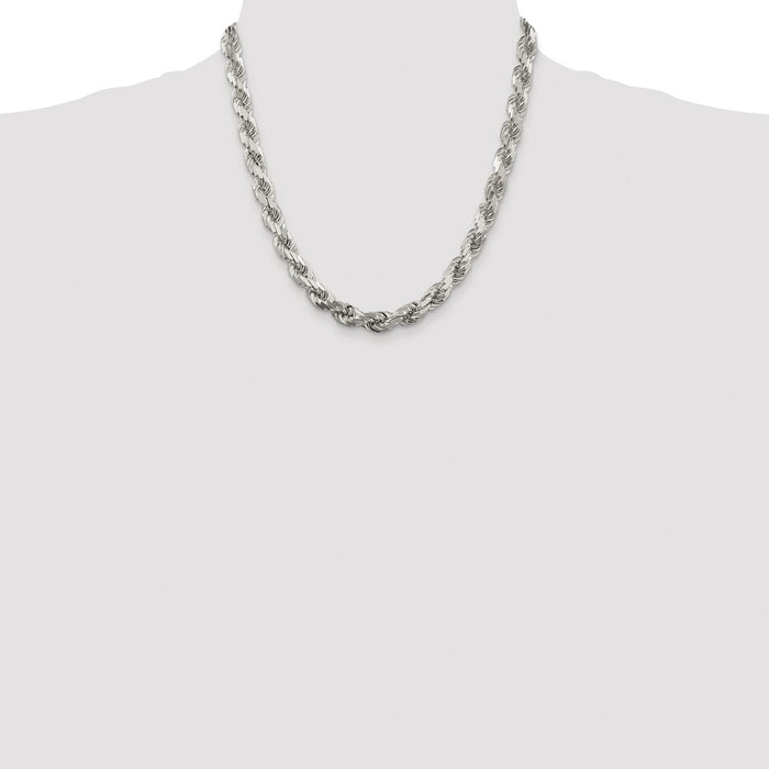 High-Quality Rhodium-Plated Sterling Silver 7.8mm Diamond-Cut Chain - Stylish Value!-4