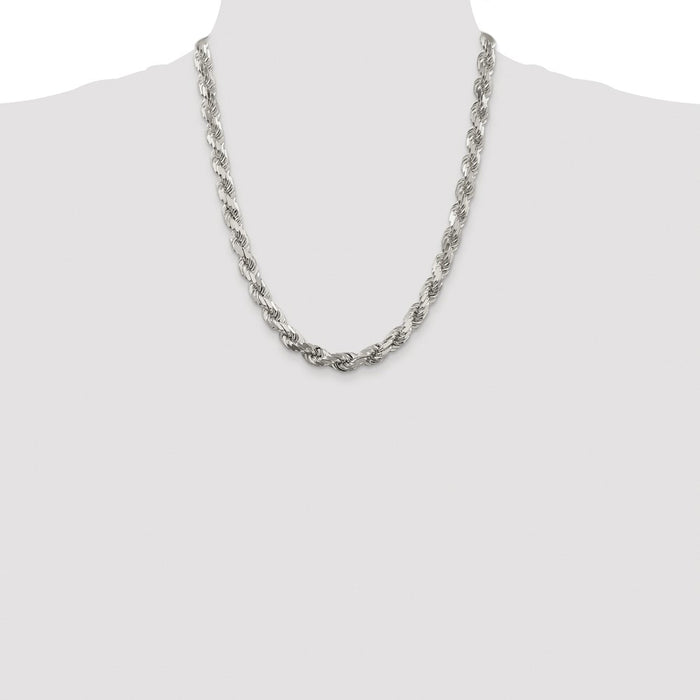 Buy Stylish Rhodium-Plated 7.8mm Diamond-Cut Rope Chain | Affordable Luxury-4
