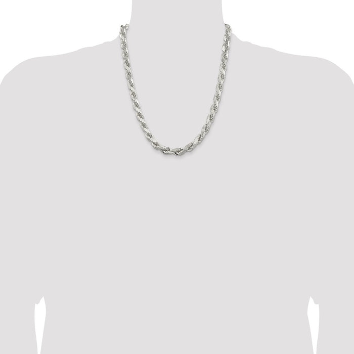 Buy Stylish Diamond-Cut Rope Chain in Sterling Silver - 9.0mm Thickness-4