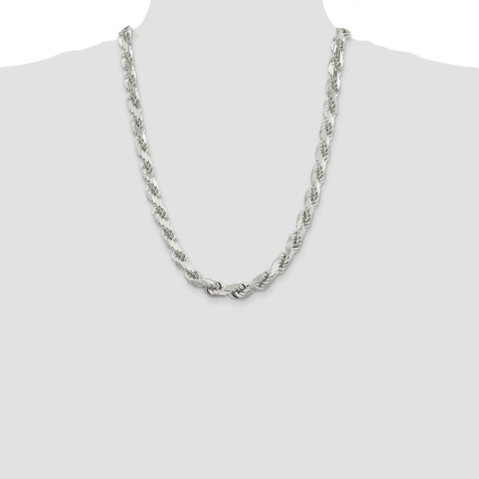 Buy Stylish 9.0mm Diamond-Cut Rope Chain in Sterling Silver - Luxury Design-4