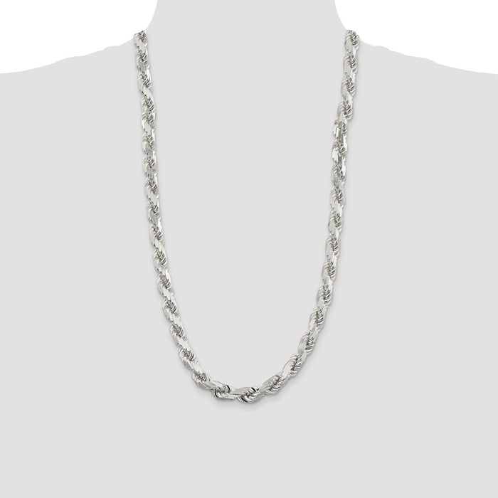 Exclusive 9.0mm Diamond-Cut Rope Chain in Sterling Silver - Stylish Value!-4