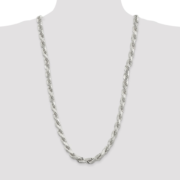 Buy Stylish 9.0mm Diamond-Cut Rope Chain in Sterling Silver - Luxury Value!-4