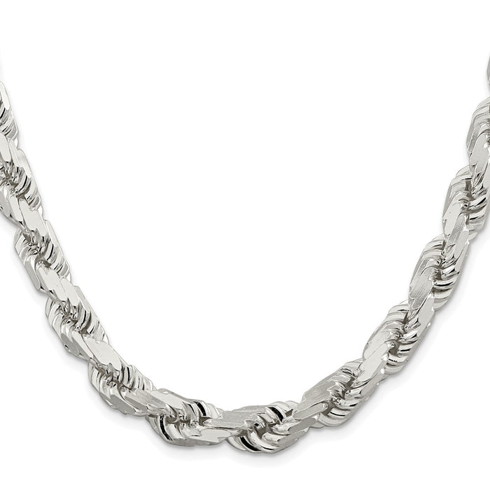 Buy Exclusive 9.0mm Rhodium-Plated Sterling Silver Diamond-Cut Rope Chain-2