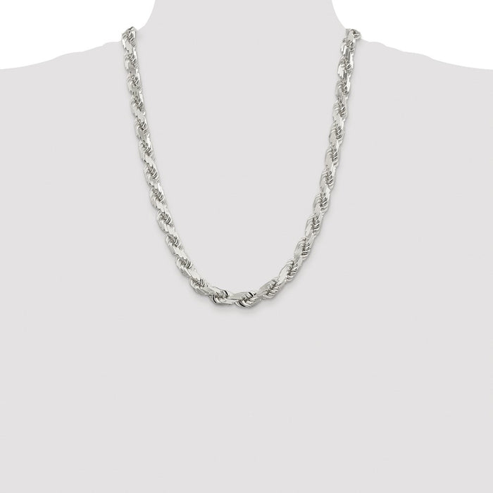 Buy Stylish 9.0mm Diamond-Cut Rope Chain in Rhodium-Plated Sterling Silver-4