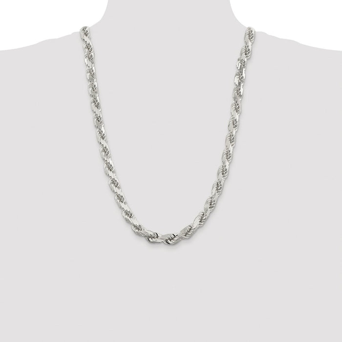 Exclusive 9.0mm Diamond-Cut Rope Chain in Rhodium-Plated Sterling Silver-4