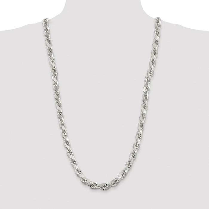 Buy Exclusive 9.0mm Rhodium-Plated Sterling Silver Diamond-Cut Rope Chain-4
