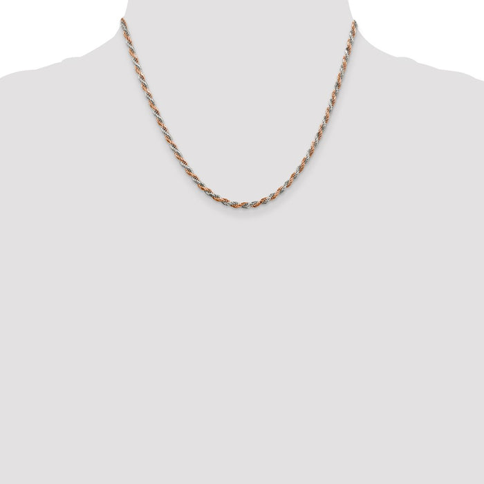 Buy Stylish 2.5mm Diamond-Cut Rope Chain in Sterling Silver & Rose Vermeil-4