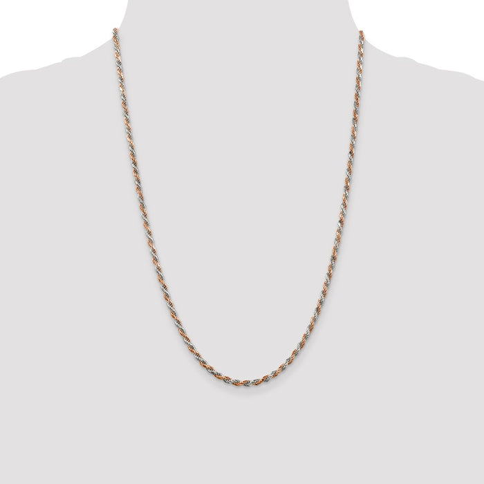 Order Stylish 2.5mm Diamond-Cut Rope Chain in Sterling Silver & Rose Vermeil-4