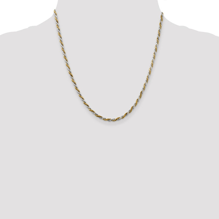 Buy Stylish 2.5mm Diamond-Cut Rope Chain in Sterling Silver & Vermeil-4