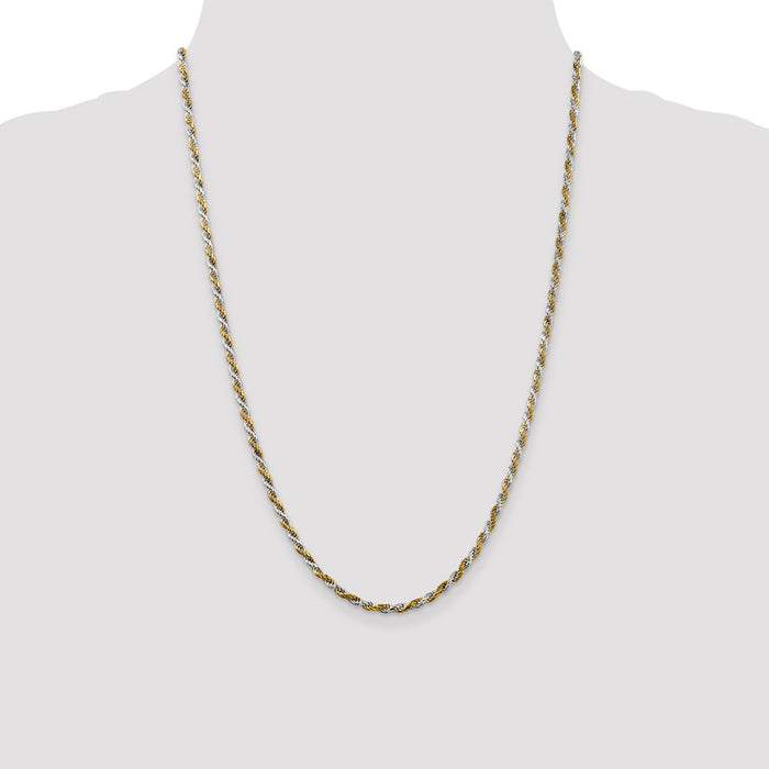 High-Quality 2.5mm Diamond-Cut Rope Chain in Sterling Silver & Vermeil - Stylish Value!-4