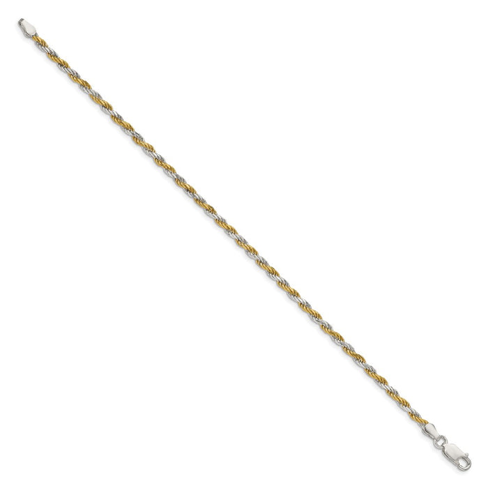 High-Quality 2.5mm Diamond-Cut Rope Chain in Sterling Silver & Vermeil - Stylish Value!-2