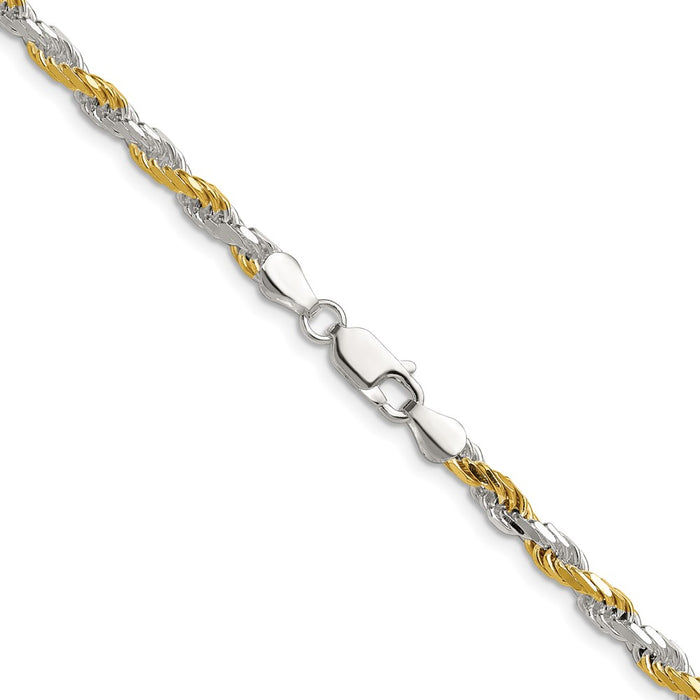 Buy Stylish 3.5mm Diamond-Cut Rope Chain in Sterling Silver & Vermeil-3