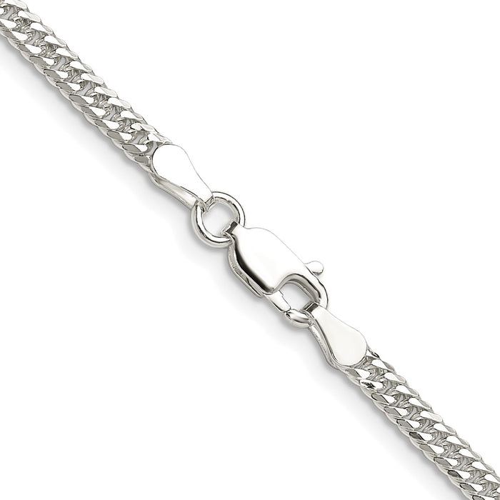 High-Quality Rhodium-Plated Sterling Silver 3.0mm Diamond-Cut Curb Chain - Stylish Value-3