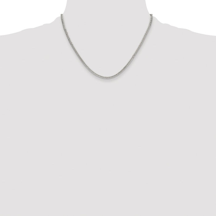 Buy Stylish Rhodium-Plated Sterling Silver 3.0mm Double Diamond-Cut Chain-4