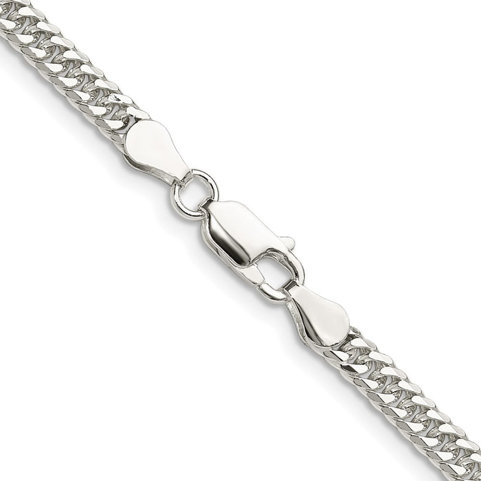 High-Quality Polished Sterling Silver 3.9mm Double Diamond-Cut Curb Chain - Stylish Value!-3