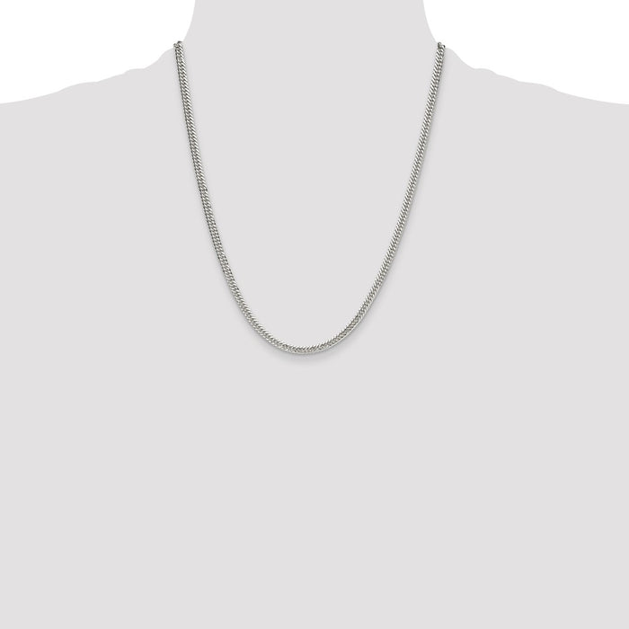 Exclusive 3.9mm Polished Sterling Silver Double Diamond-Cut Chain - Affordable Luxury-4