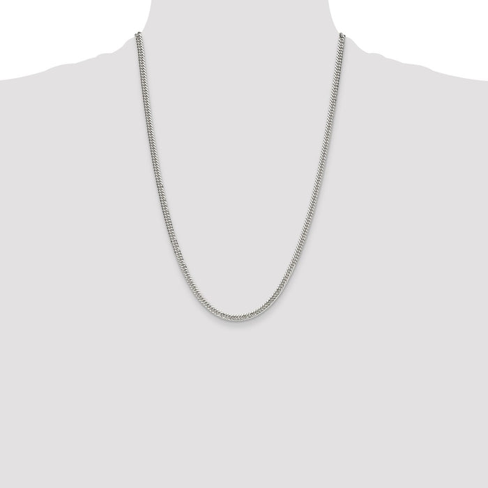 High-Quality Polished Sterling Silver 3.9mm Double Diamond-Cut Curb Chain - Stylish Value!-4