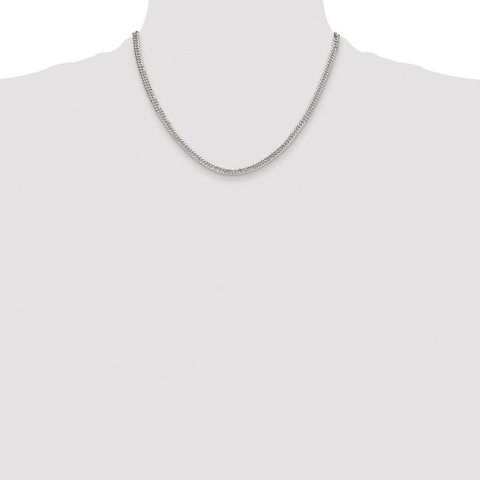 Buy Stylish Rhodium-Plated Sterling Silver 3.9mm Double Diamond-Cut Chain-4