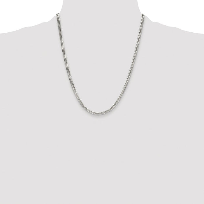 Buy Stylish Rhodium-Plated Sterling Silver 3.9mm Double Diamond-Cut Chain-4