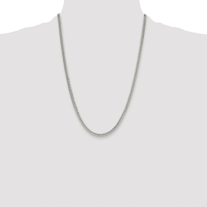 Buy Stylish Rhodium-Plated Sterling Silver 3.9mm Double Diamond-Cut Chain-4