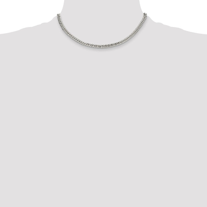 Exclusive 4.8mm Polished Sterling Silver Double Diamond-Cut Curb Chain - Affordable Value!-4
