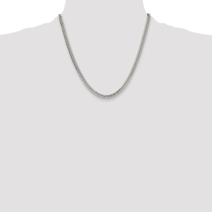 Buy Stylish 4.8mm Polished Sterling Silver Double Diamond-Cut Curb Chain-4
