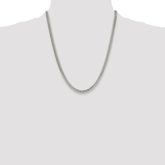 Buy Stylish 4.8mm Polished Sterling Silver Double Diamond-Cut Curb Chain-4